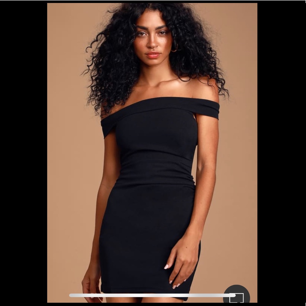 Lulus Cheers to Us Black Off-the-Shoulder Bodycon Dress